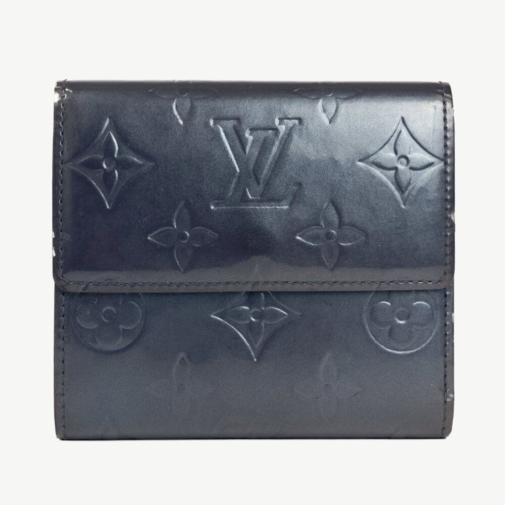 Louis Vuitton Indigo Monogram Vernis Leather Billfold Wallet w/ Four Card Slots